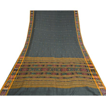 Load image into Gallery viewer, Sanskriti Vintage Saree Gray Odisha Hand Woven Ikat Pure Cotton Sari 5yd Fabric
