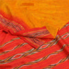 Sanskriti Vintage Saree Yellow Hand Woven Ikat & Printed Pure Silk Sari Sustainable Fabric