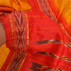 Sanskriti Vintage Saree Yellow Hand Woven Ikat & Printed Pure Silk Sari Sustainable Fabric