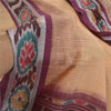Sanskriti Vintage Saree Peach Odisha Hand Woven Ikat Pure Cotton Sari 5yd Sustainable Fabric