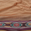 Sanskriti Vintage Saree Peach Odisha Hand Woven Ikat Pure Cotton Sari 5yd Sustainable Fabric