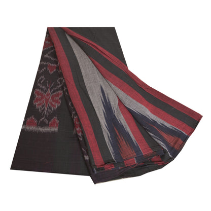 Sanskriti Vintage Saree Multi Odisha Hand Woven Ikat Pure Cotton Sari 5yd Sustainable Fabric