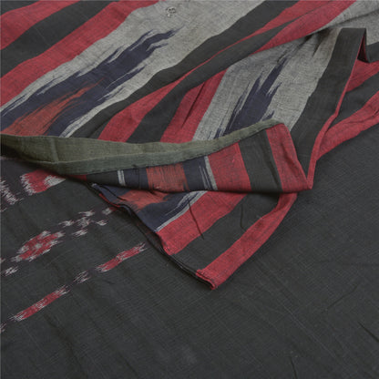 Sanskriti Vintage Saree Multi Odisha Hand Woven Ikat Pure Cotton Sari 5yd Sustainable Fabric