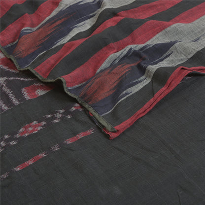 Sanskriti Vintage Saree Multi Odisha Hand Woven Ikat Pure Cotton Sari 5yd Sustainable Fabric