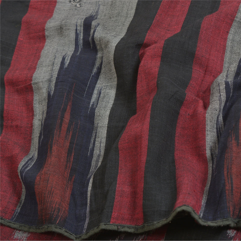 Sanskriti Vintage Ikat Cotton Saree: Hand Woven Odisha Fabric, 5Yd Craft Supply by upholstery fabric