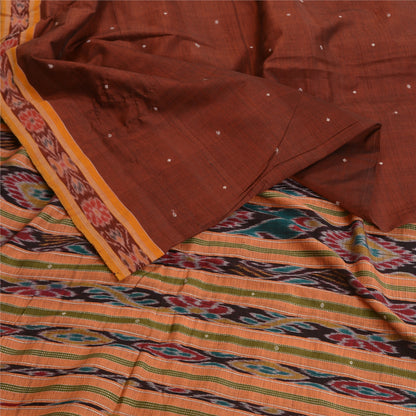 Sanskriti Vintage Saree Red Odisha Hand Woven Ikat Blend Silk Sari Craft Sustainable Fabric