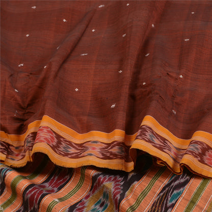 Sanskriti Vintage Saree Red Odisha Hand Woven Ikat Blend Silk Sari Craft Sustainable Fabric