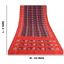 Load image into Gallery viewer, Sanskriti Vintage Saree Purple/Red Patola Pure Cotton HandWoven Ikat Sari Fabric

