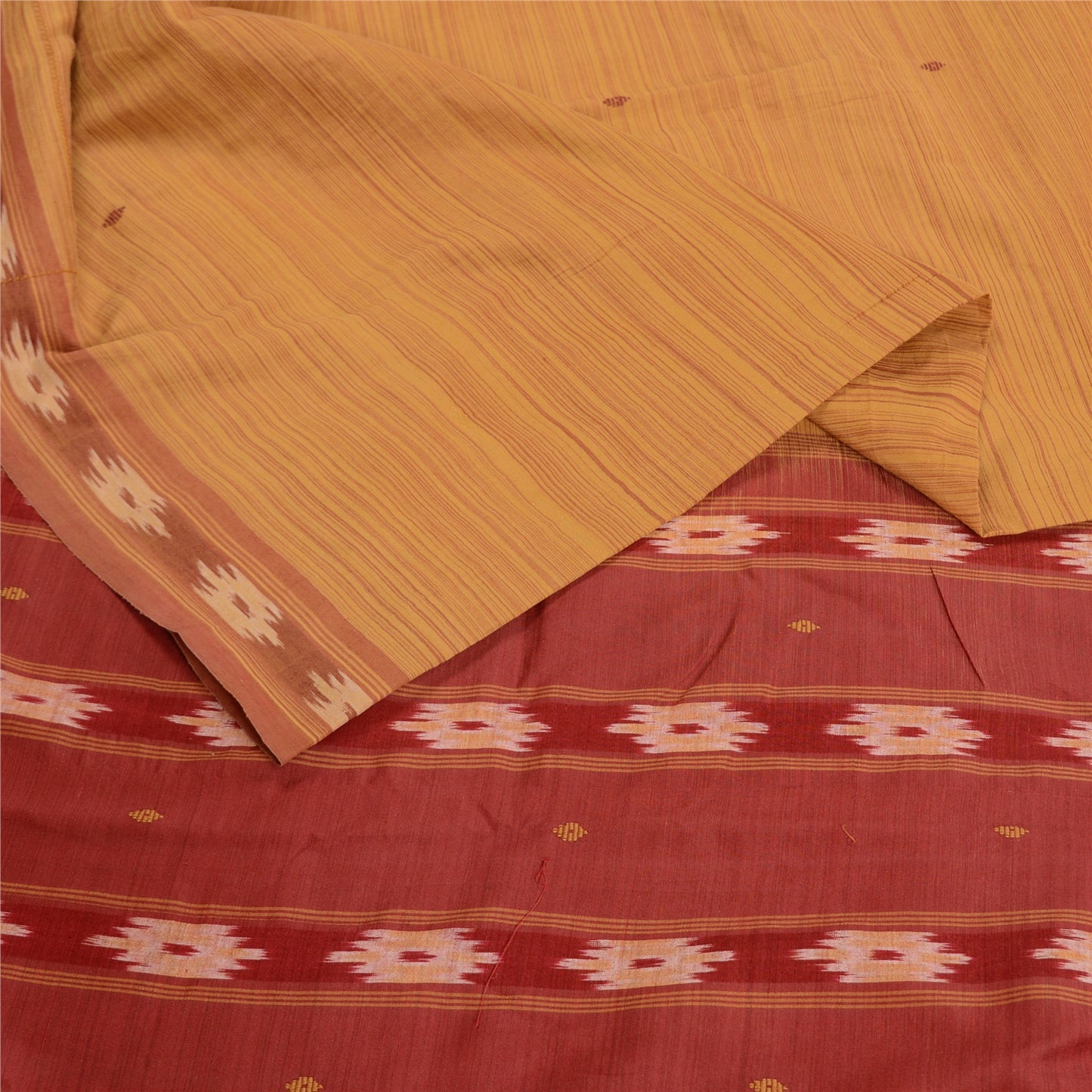 Sanskriti Vintage Saree Pochampally Hand Woven Ikat Pure Cotton Sari 5yd Sustainable Fabric