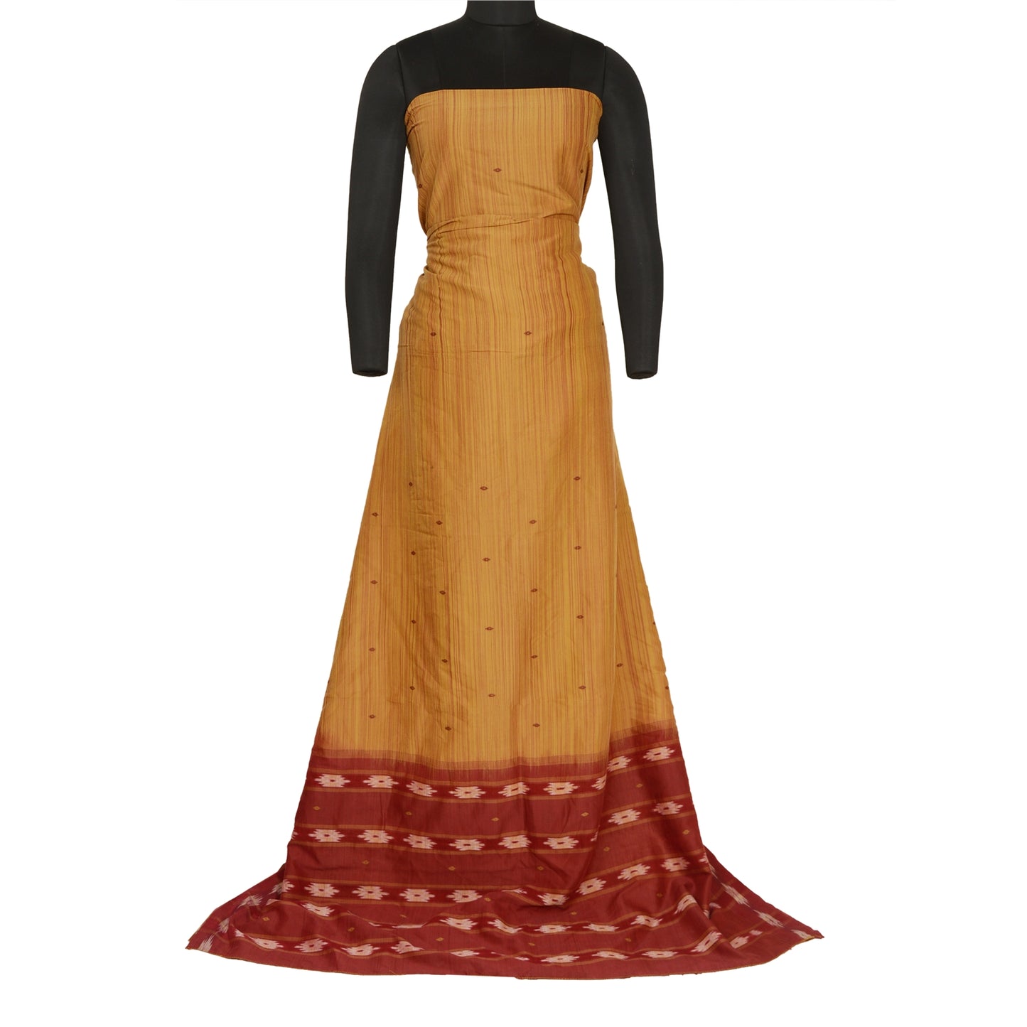 Sanskriti Vintage Saree Pochampally Hand Woven Ikat Pure Cotton Sari 5yd Sustainable Fabric