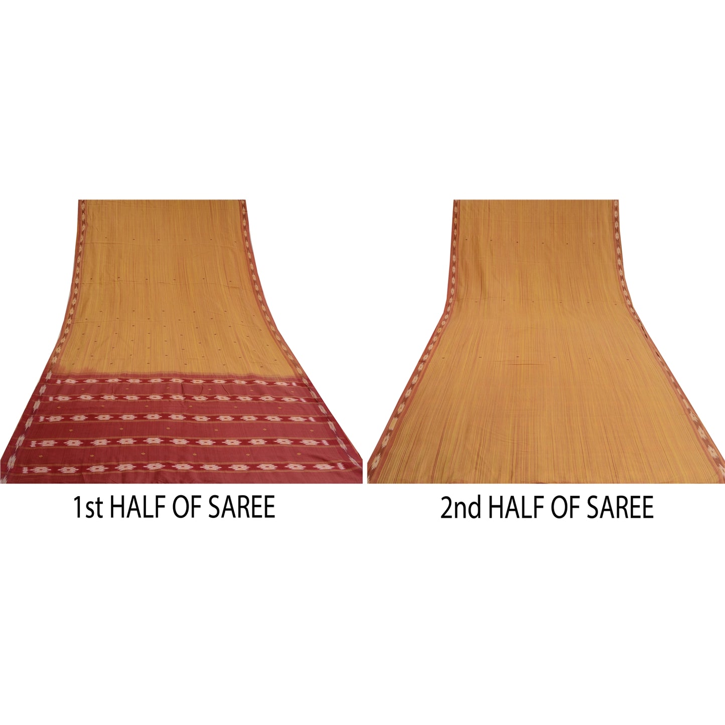 Sanskriti Vintage Saree Pochampally Hand Woven Ikat Pure Cotton Sari 5yd Sustainable Fabric