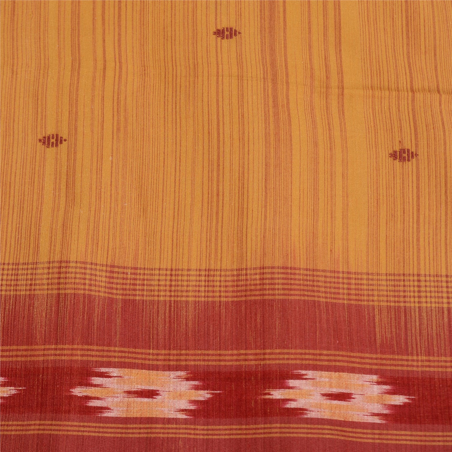 Sanskriti Vintage Saree Pochampally Hand Woven Ikat Pure Cotton Sari 5yd Sustainable Fabric