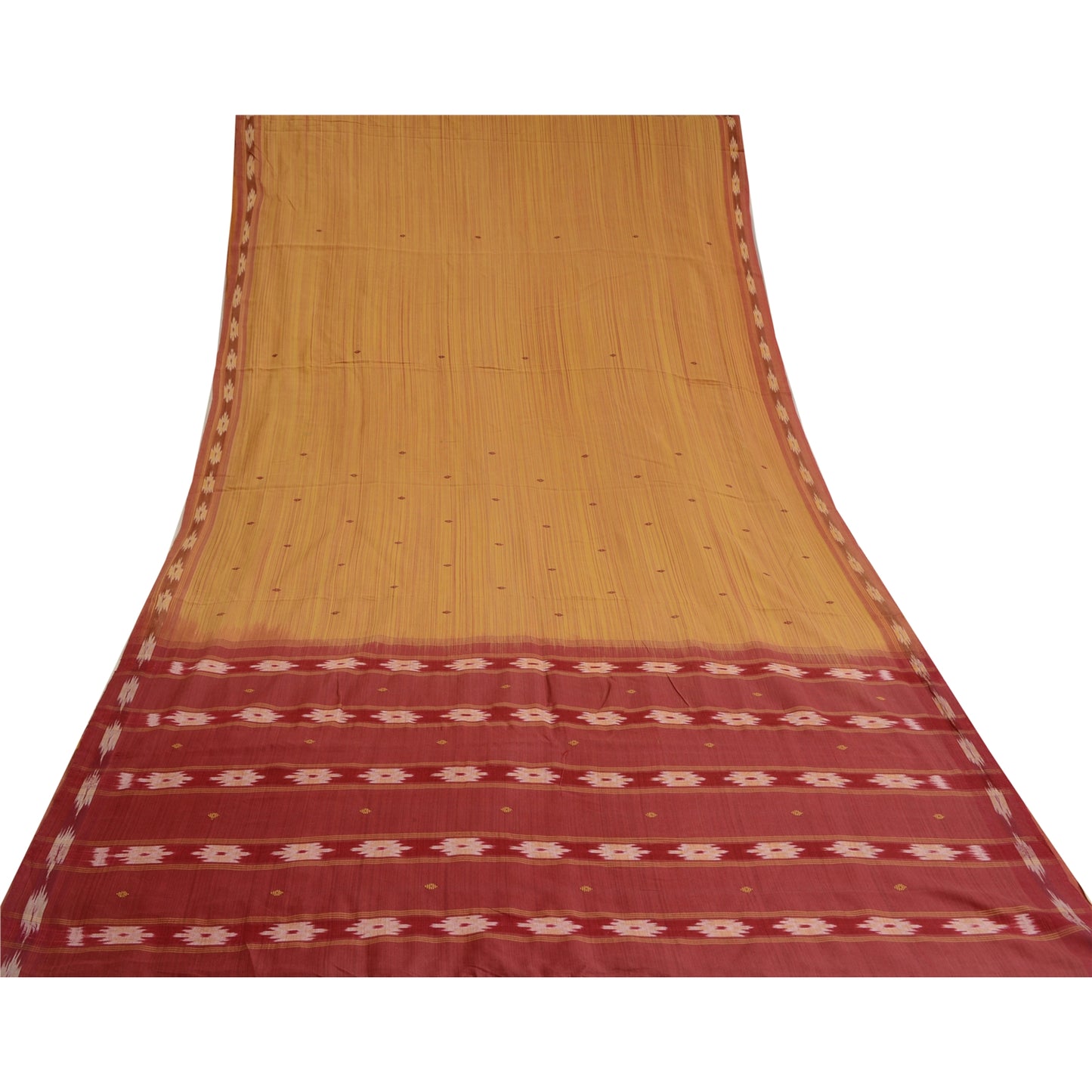 Sanskriti Vintage Saree Pochampally Hand Woven Ikat Pure Cotton Sari 5yd Sustainable Fabric