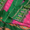 Sanskriti Vintage Saree Pink Sambhalpuri Hand Woven Ikat Pure Silk Sari Sustainable Fabric