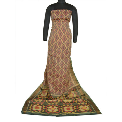 Sanskriti Vintage Saree Brown Sambhalpuri HandWoven Ikat Pure Cotton Sari Sustainable Fabric