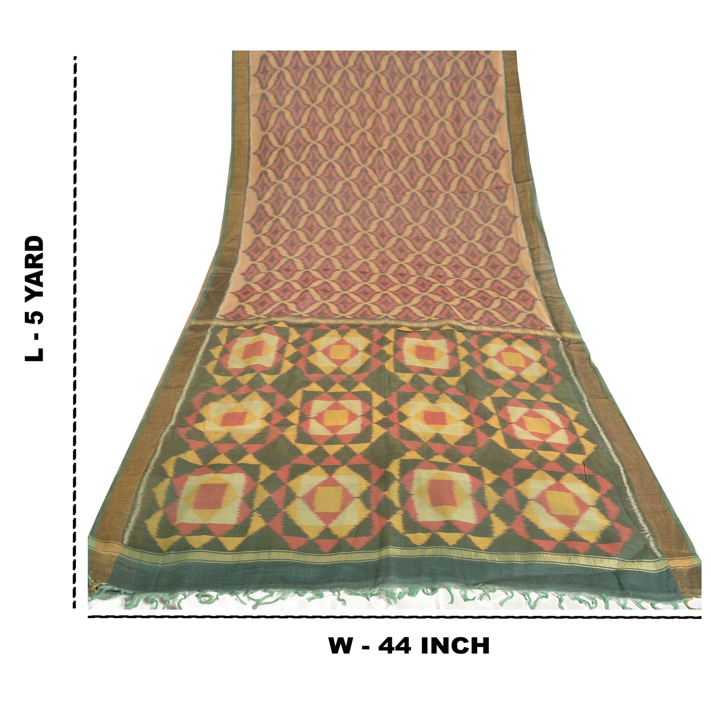 Sanskriti Vintage Saree Brown Sambhalpuri HandWoven Ikat Pure Cotton Sari Sustainable Fabric