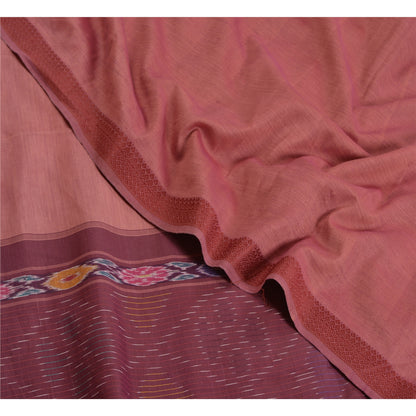 Sanskriti Vintage Saree Mauve Sambhalpuri HandWoven Ikat Pure Cotton Sari Sustainable Fabric