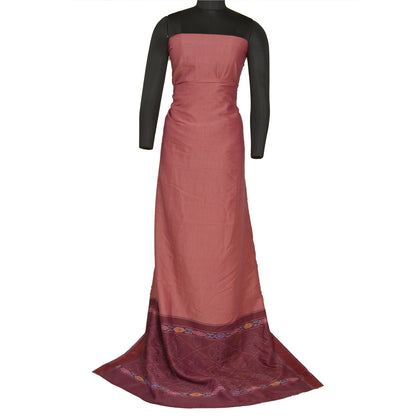 Sanskriti Vintage Saree Mauve Sambhalpuri HandWoven Ikat Pure Cotton Sari Sustainable Fabric