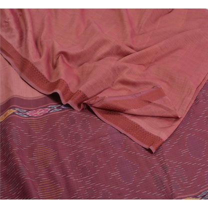 Sanskriti Vintage Saree Mauve Sambhalpuri HandWoven Ikat Pure Cotton Sari Sustainable Fabric