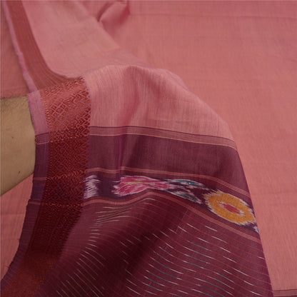 Sanskriti Vintage Saree Mauve Sambhalpuri HandWoven Ikat Pure Cotton Sari Sustainable Fabric