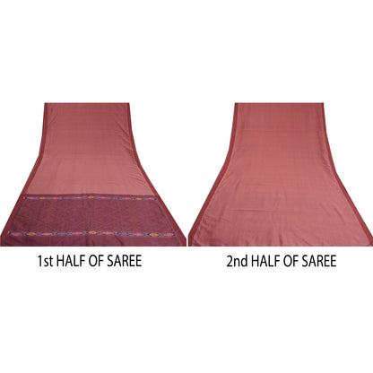 Sanskriti Vintage Saree Mauve Sambhalpuri HandWoven Ikat Pure Cotton Sari Sustainable Fabric