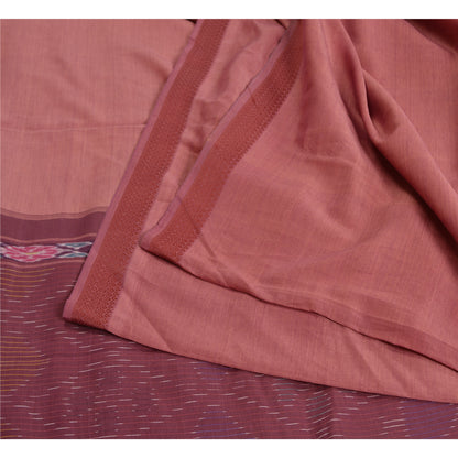 Sanskriti Vintage Saree Mauve Sambhalpuri HandWoven Ikat Pure Cotton Sari Sustainable Fabric