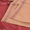 Sanskriti Vintage Saree Brown/Red Hand Woven Ikat Blend Cotton Sari 5yd Sustainable Fabric