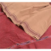 Sanskriti Vintage Saree Brown/Red Hand Woven Ikat Blend Cotton Sari 5yd Sustainable Fabric