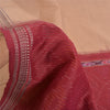 Sanskriti Vintage Saree Brown/Red Hand Woven Ikat Blend Cotton Sari 5yd Sustainable Fabric