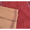 Sanskriti Vintage Saree Brown/Red Hand Woven Ikat Blend Cotton Sari 5yd Sustainable Fabric