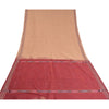 Sanskriti Vintage Saree Brown/Red Hand Woven Ikat Blend Cotton Sari 5yd Sustainable Fabric