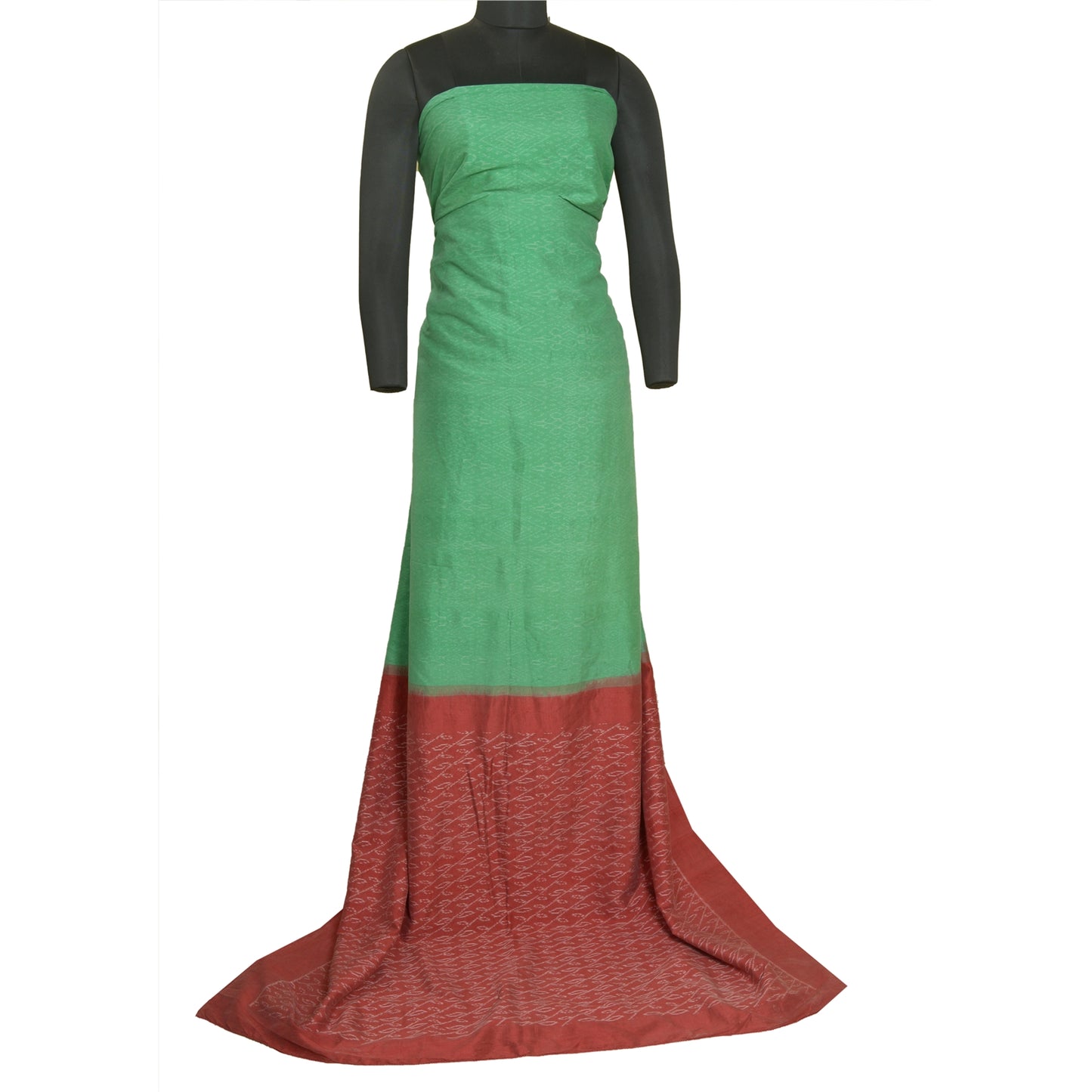 Sanskriti Vintage Saree Green Sambhalpuri HandWoven Ikat Pure Cotton Sari Sustainable Fabric