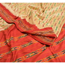 Load image into Gallery viewer, Sanskriti Vintage Saree Cream Pochampally HandWoven Ikat Pure Silk Sari Fabric
