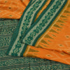 Sanskriti Vintage Saree Orange Odisha Hand Woven Ikat Pure Cotton Sari Sustainable Fabric