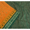 Sanskriti Vintage Saree Orange Odisha Hand Woven Ikat Pure Cotton Sari Sustainable Fabric