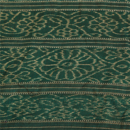 Sanskriti Vintage Saree Orange Odisha Hand Woven Ikat Pure Cotton Sari Sustainable Fabric