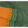 Sanskriti Vintage Saree Orange Odisha Hand Woven Ikat Pure Cotton Sari Sustainable Fabric