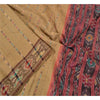 Sanskriti Vintage Saree Brown Odisha Hand Woven Ikat Blend Silk Sari 5yd Sustainable Fabric