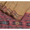 Sanskriti Vintage Saree Brown Odisha Hand Woven Ikat Blend Silk Sari 5yd Sustainable Fabric