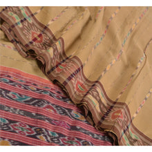 Load image into Gallery viewer, Sanskriti Vintage Saree Brown Odisha Hand Woven Ikat Blend Silk Sari 5yd Fabric
