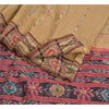 Sanskriti Vintage Saree Brown Odisha Hand Woven Ikat Blend Silk Sari 5yd Sustainable Fabric