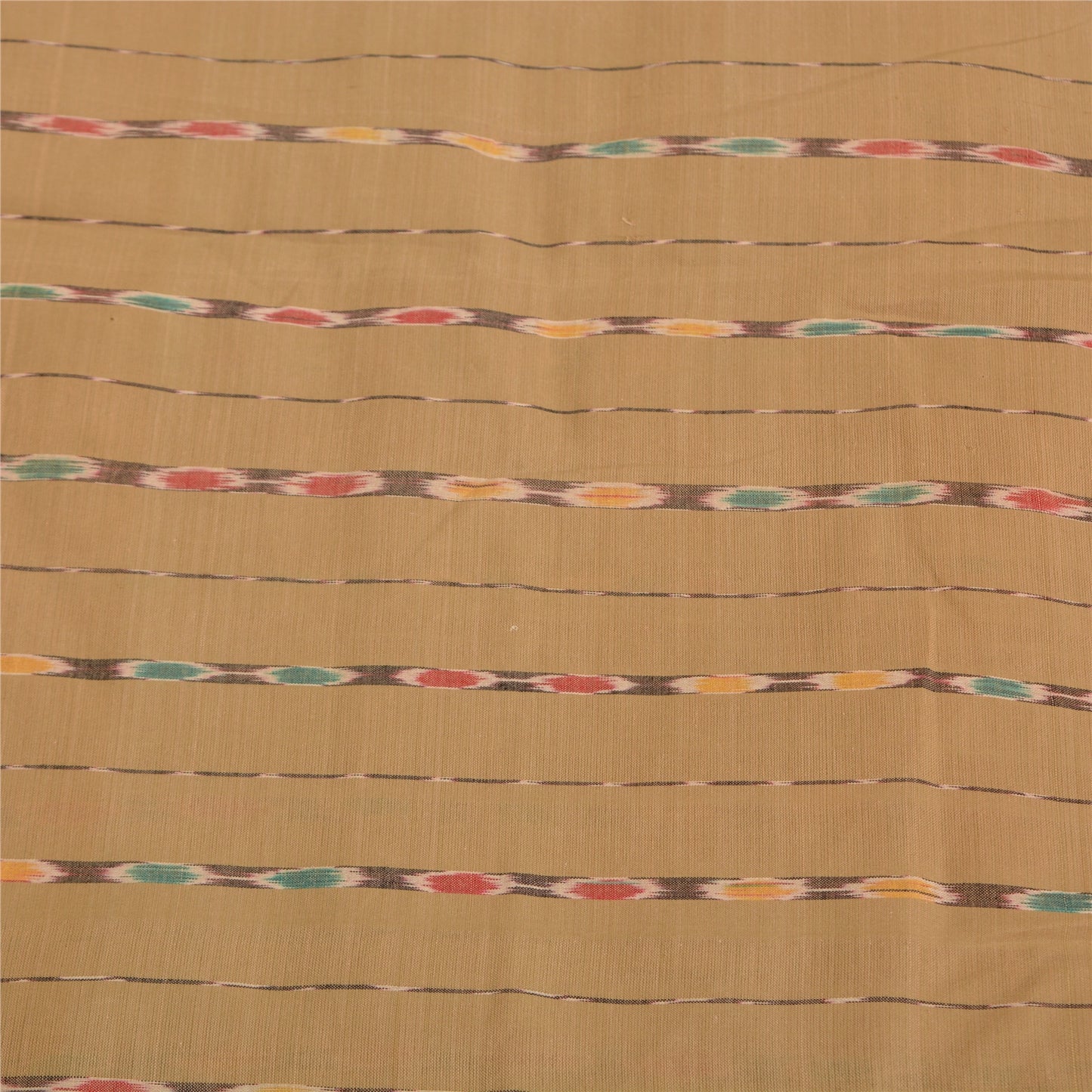 Sanskriti Vintage Saree Brown Odisha Hand Woven Ikat Blend Silk Sari 5yd Sustainable Fabric