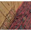 Sanskriti Vintage Saree Brown Odisha Hand Woven Ikat Blend Silk Sari 5yd Sustainable Fabric