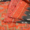 Sanskriti Vintage Saree Gray/Orange HandWoven Ikat Blend Cotton Sari 5yd Sustainable Fabric