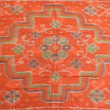 Load image into Gallery viewer, Sanskriti Vintage Saree Gray/Orange HandWoven Ikat Blend Cotton Sari 5yd Fabric
