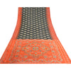 Sanskriti Vintage Saree Gray/Orange HandWoven Ikat Blend Cotton Sari 5yd Sustainable Fabric