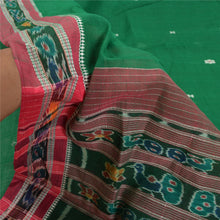 Load image into Gallery viewer, Sanskriti Vintage Saree Peacock Odisha Hand Woven Ikat Pure Cotton Sari Fabric
