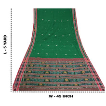 Load image into Gallery viewer, Sanskriti Vintage Saree Peacock Odisha Hand Woven Ikat Pure Cotton Sari Fabric
