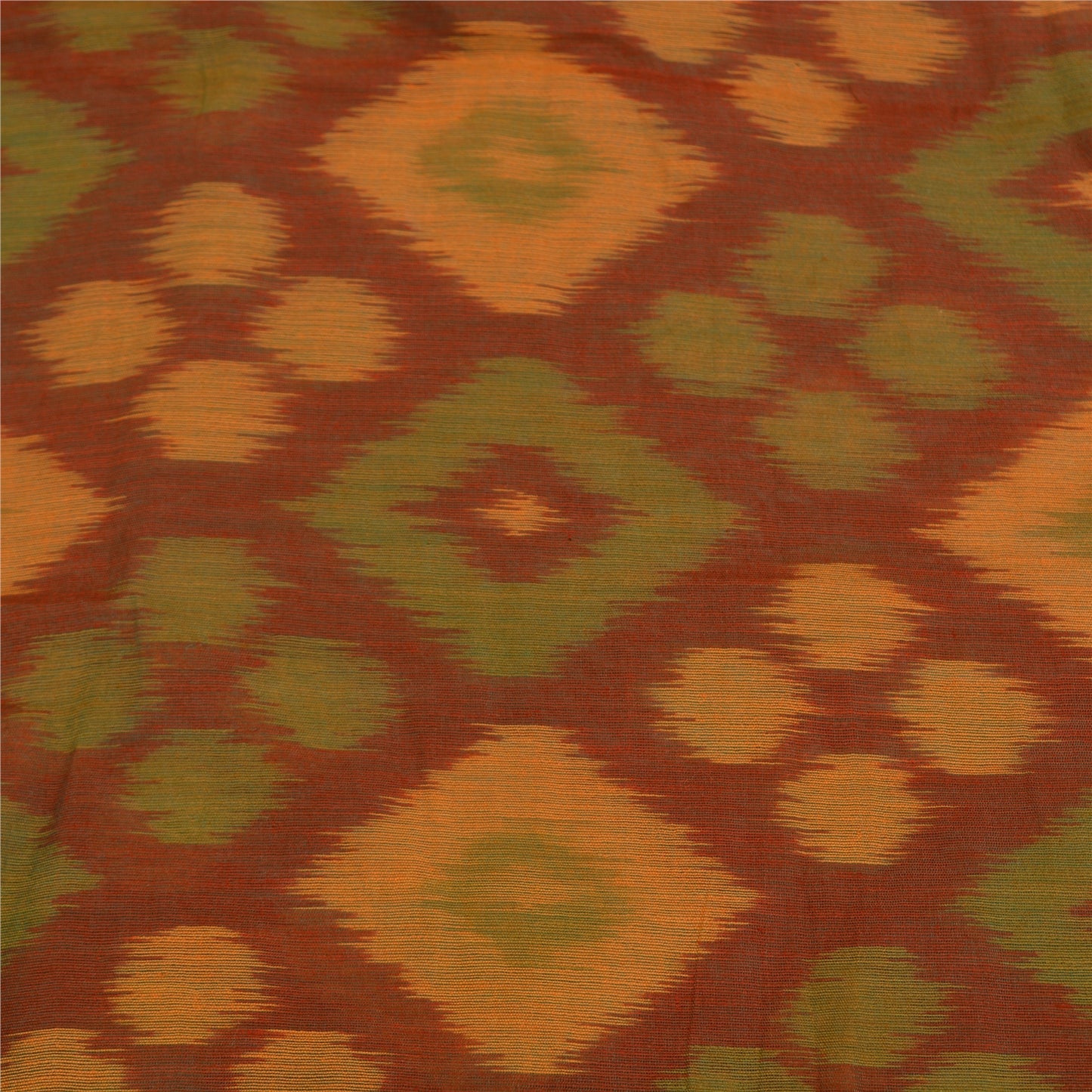 Sanskriti Vintage Saree Red Sambhalpuri Hand Woven Ikat Blend Silk Sari Sustainable Fabric