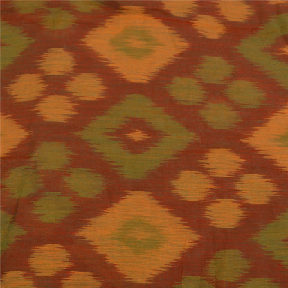 Sanskriti Vintage Saree Red Sambhalpuri Hand Woven Ikat Blend Silk Sari Sustainable Fabric